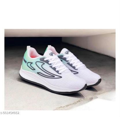 Men’s Stylish White & Mint Green Running Shoes – Lightweight Sports Sneakers