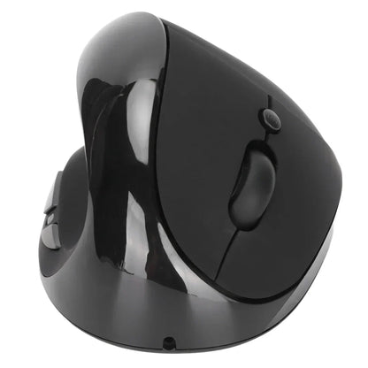 Left Hand Vertical Mouse 2.4G Wireless Vertical Ergonomic Mouse Rechargeable Mouse with USB Adapter Adjustable DPI for PC Black